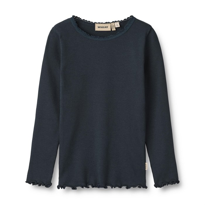 Wheat Rib T-Shirt Reese LS - Navy