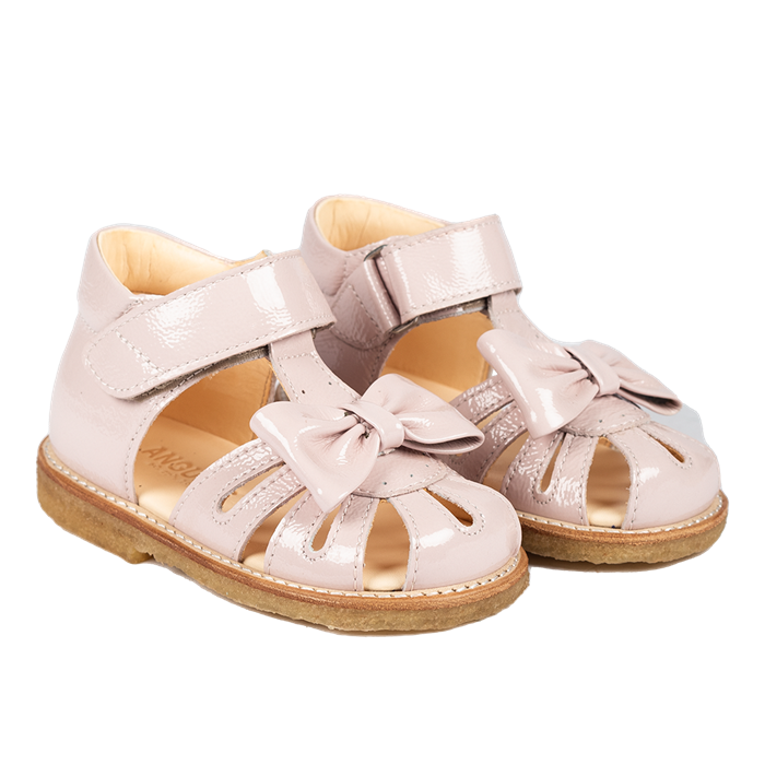 Angulus sandal med sløjfe og velcro - Pale Rose