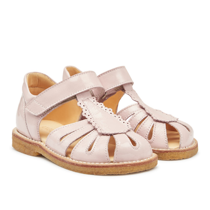 Angulus sandal med lukket tå, dråbedetalje og velcro (normal til bred pasform) - Pale rose