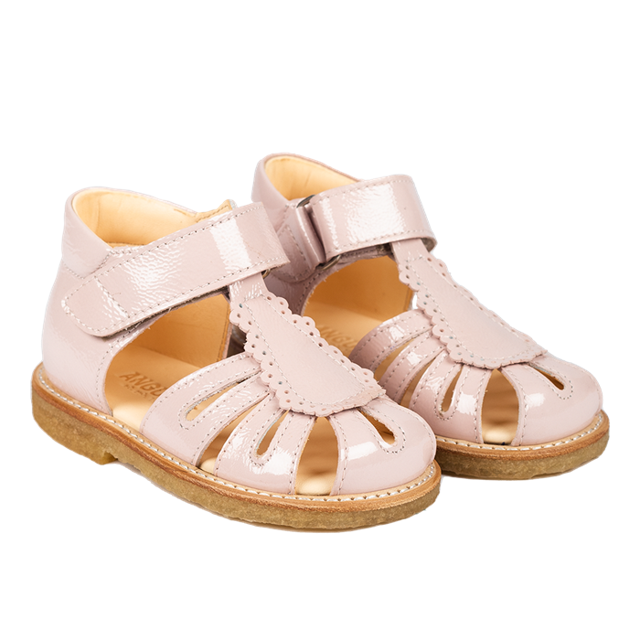 Angulus Begyndersandal med dråbedetalje og velcro (normal pasform) - Pale Rose