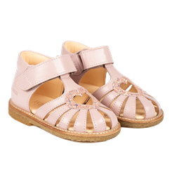 Angulus hjerte sandal med velcro - Pale Rose/Rose Glitter