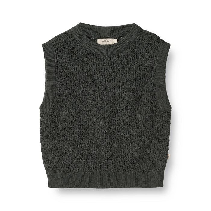 Wheat Knit vest Saga - Black coal