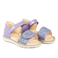 Angulus Laksandal med funklende glitterdetalje og velcro (smal til normal pasform) - Lilac/Confetti Glitter