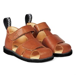 Angulus begyndersandal med justerbar velcro - Cognac