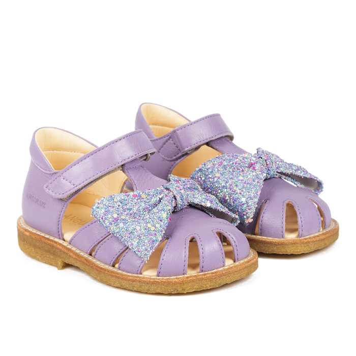 Angulus sandal med glimmersløjfe (normal til bred pasform) - Lilac/Confetti Glitter