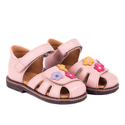 Angulus Begyndersandal med blomsterapplikationer (normal pasform) - Rose