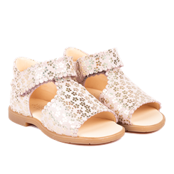 Angulus Sandal med åben tå, print og velcrolukning (smal til normal pasform) - Rose Gold Flowers