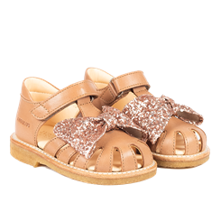 Angulus Begyndersandal med glittersløjfe (normal pasform) - Almond/Maple Glitter