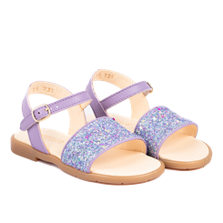 Angulus Glittersandal med åben tå og spændelukning (Smal til normal pasform) - Lilac/Confetti Glitter