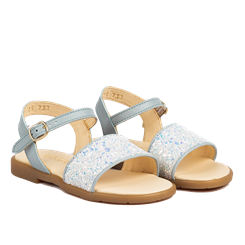 Angulus Glittersandal med åben tå og spændelukning (Smal til normal pasform) - Ice Blue/Ice Glitter