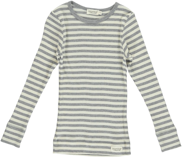 MarMar Modal stripes Tee LS (Off white/Grey melange)