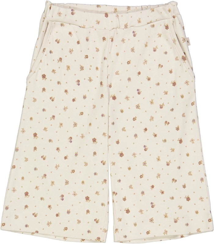 Wheat cropped pants Majsa - Chalk flowers 