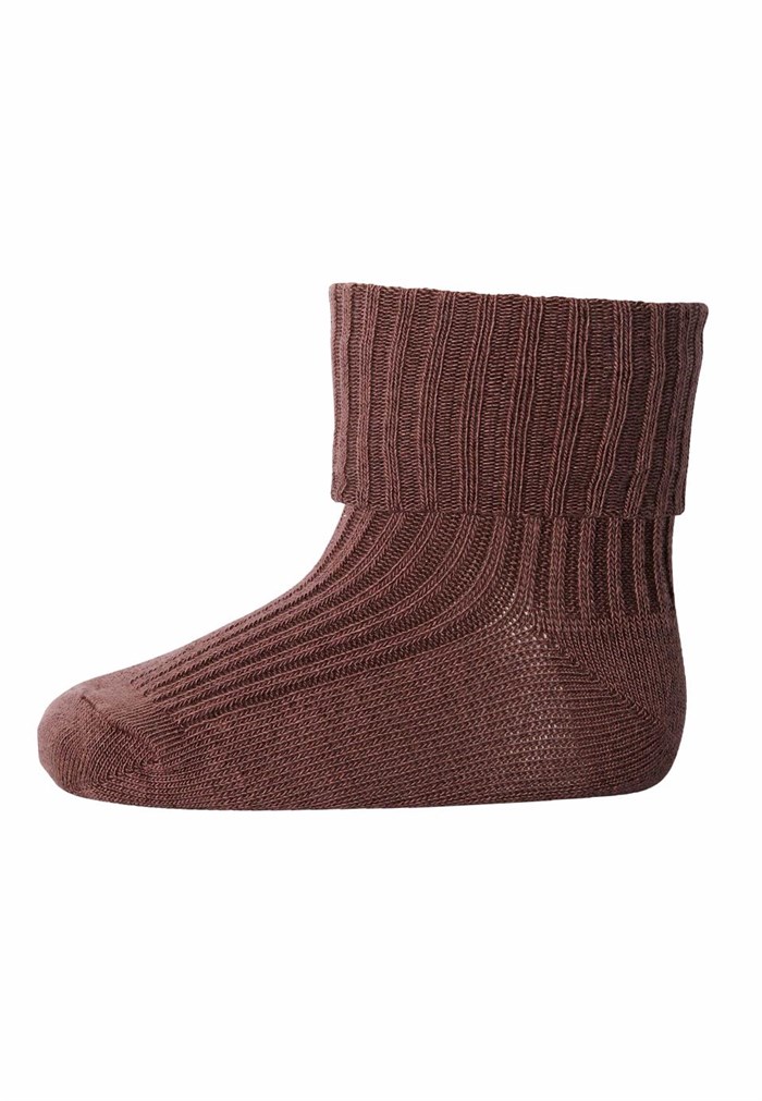 MP Wool Rib Turn Down sock - Brown Sienna