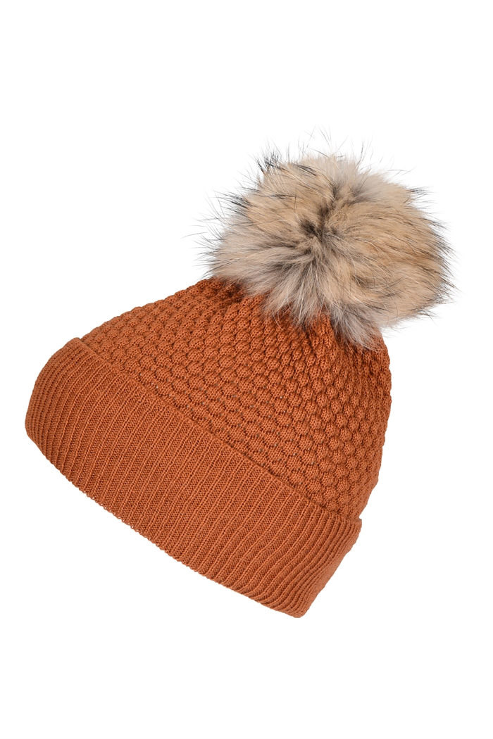 MP Chunky Oslo Beanie w/ Raccoon - Rust