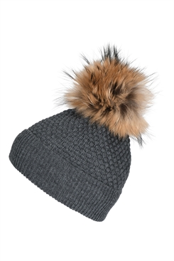 MP Chunky Oslo Beanie w/ Raccoon - Dark Grey Melange