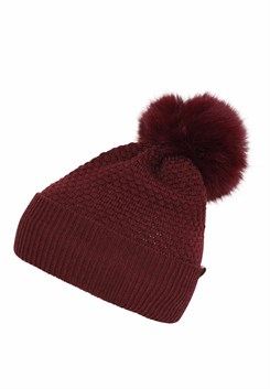 MP Chunky Oslo Beanie w/ fake fur - Wine Red