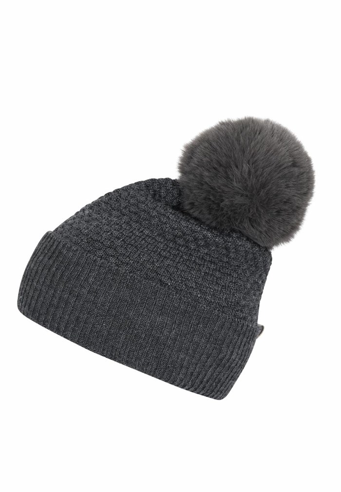 MP Chunky Oslo Beanie w/ fake fur- Dark Grey Melange