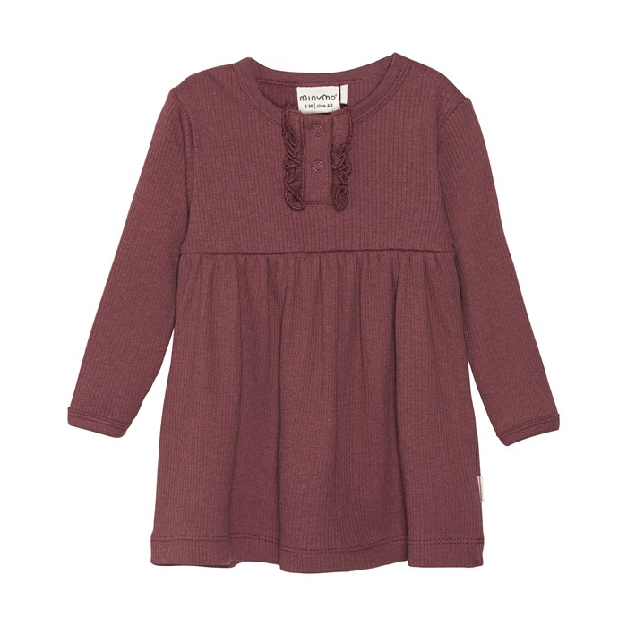 Minymo dress rib LS - Roan Rouge