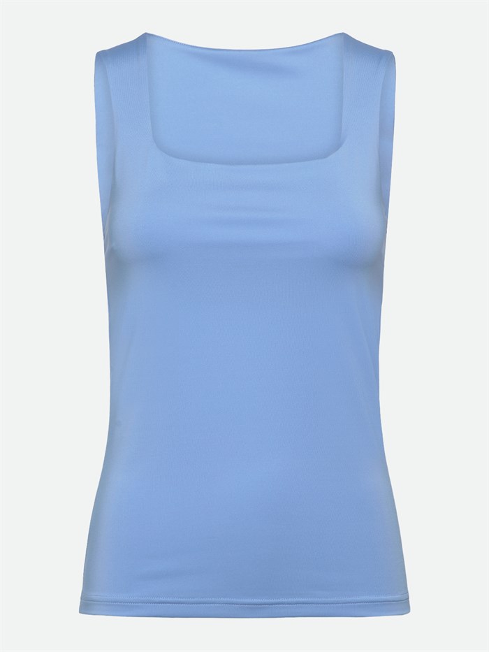 Rosemunde ikoniske Babette silketop med blonder - Blue heaven