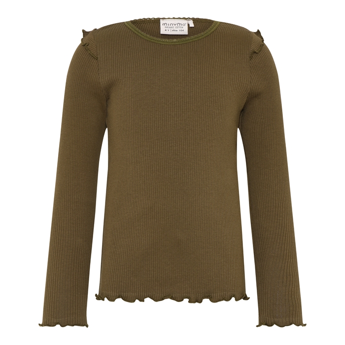 Minymo T-shirt LS Rib - Dark Olive