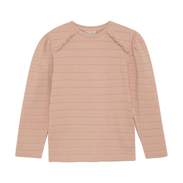 Minymo T-shirt LS Jaquard - Peach Beige