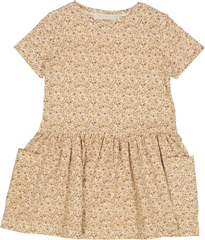 Wheat jersey Dress Birthe - Eggshell flowers