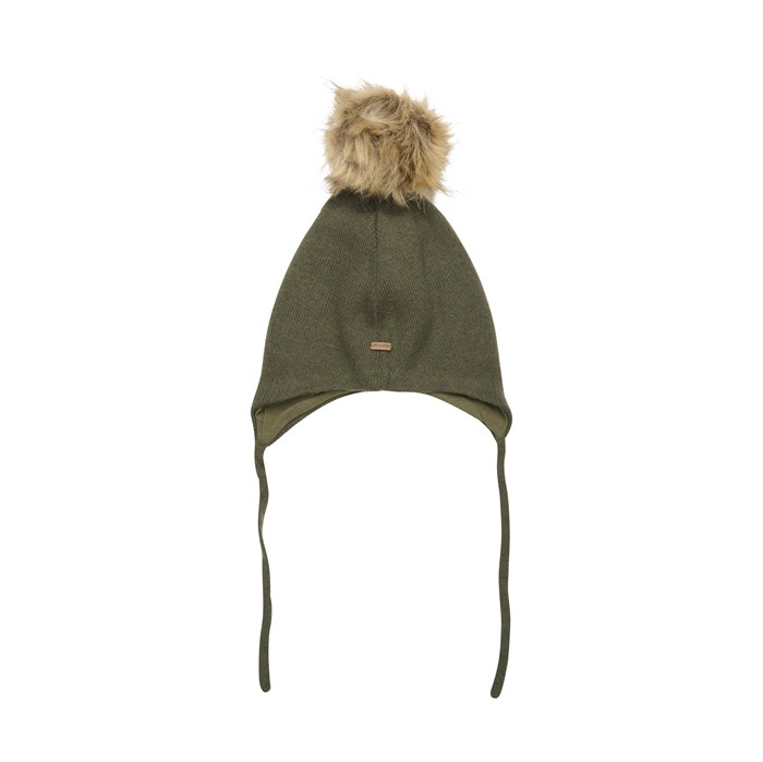 Minymo hat w/fake fur - Olive Night