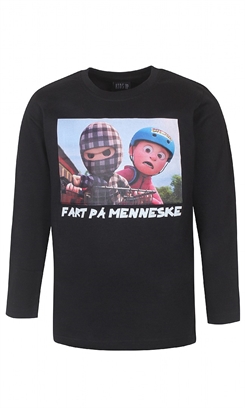 Karierter Ninja - Anders Matthesen - Kinder-T-Shirt "FART PÅ MENSKE" (schwarz)