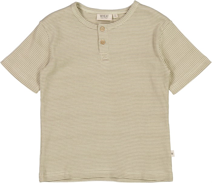 Wheat kortærmet T-shirt Lumi - Warm stone stripe