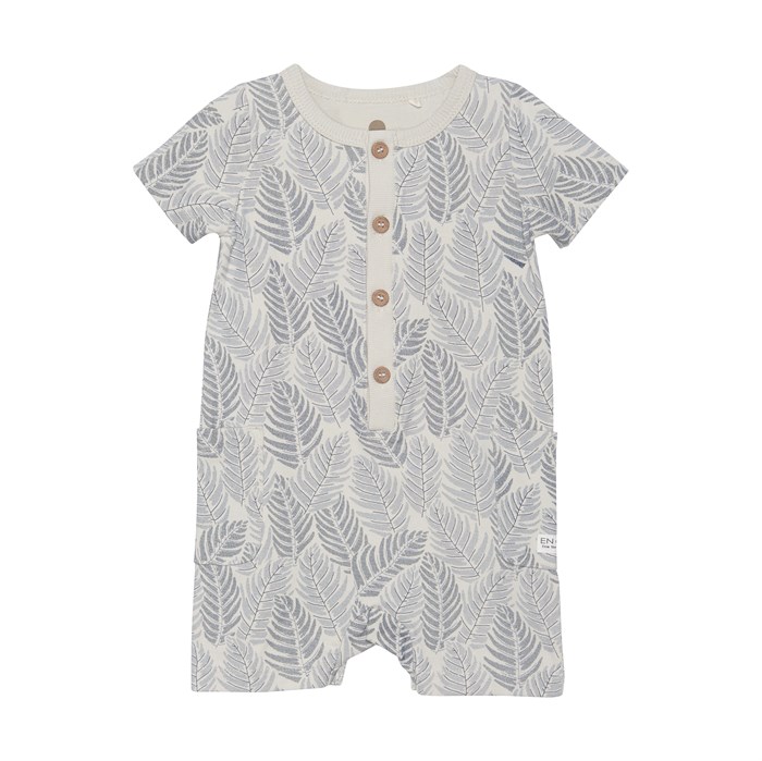 En Fant Playsuit SS leaves - Peyote