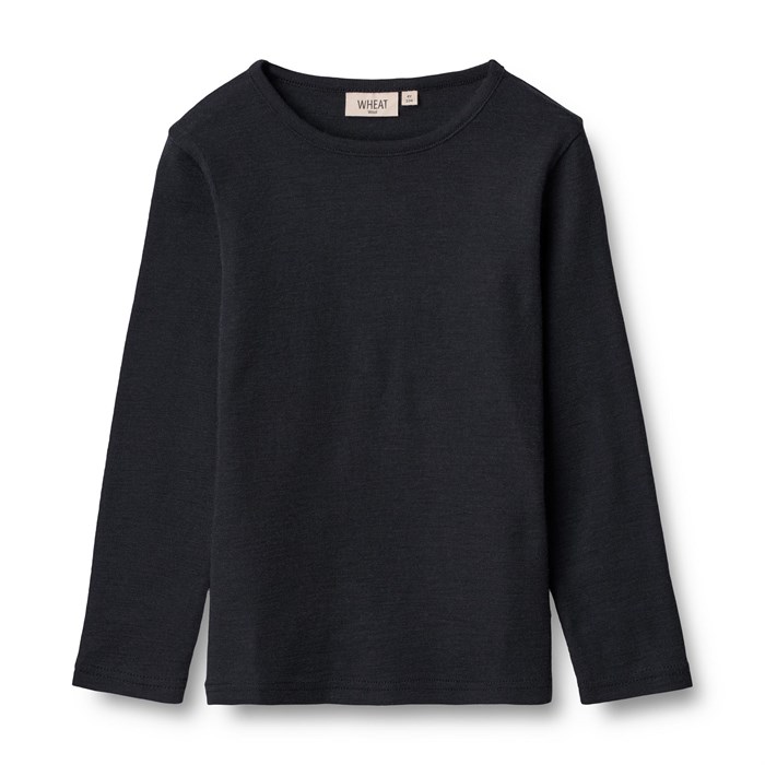 Wheat wool T-shirt LS - Navy