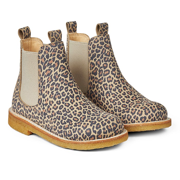 Angulus støvlet med elastik - Leopard/Beige