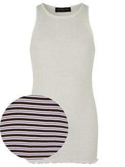 Rosemunde Silk top - Coffee bean mix stripe