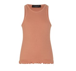 Rosemunde top regular w/lurex - Burnt coral shine