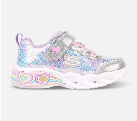 Skechers Girls Sweetheart Lights - Lets Shine - Silver multicolor (blinke sneakers)