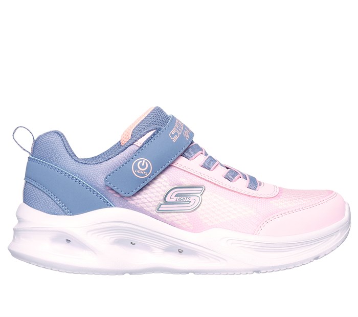 Skechers Girls Sola glow - Lighted Gore & Strap Sneaker W/ Ombre Upper - Gray mesh (blinke sneakers)