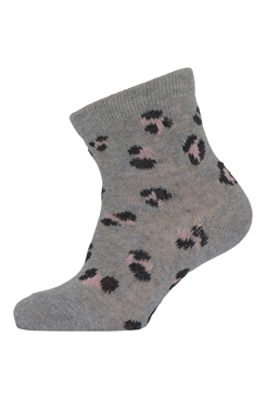 Socken aus Melton-Baumwolle – Hellgrau meliert, Leopardenmuster
