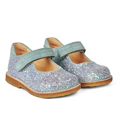 Angulus tullesko med velcro og glimmer - Mint/Mint glitter