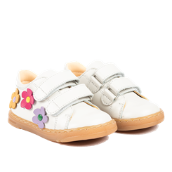 Angulus Sneaker med hjerteapplikationer og velcrolukning - Off White/Flowers