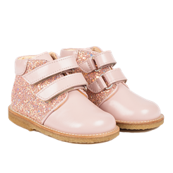 Angulus Glitter-Schuhe mit Klettverschluss – Pale Rose/Rose Glitter