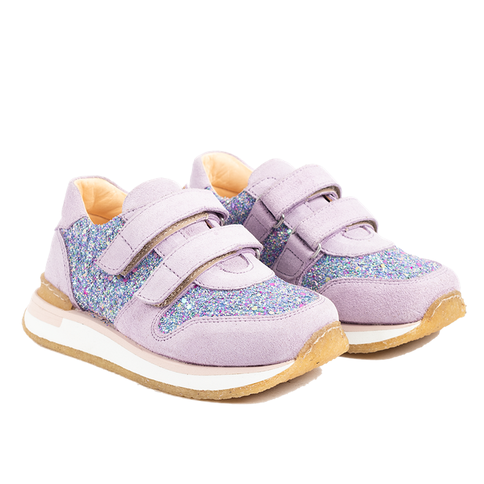 Angulus Glittersneaks med velcrolukning - Lilac/Confetti Glitter