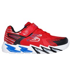 Skechers Boys S Lights: Flex-Glow Bolt - Red Black Blue (Blinke sko)