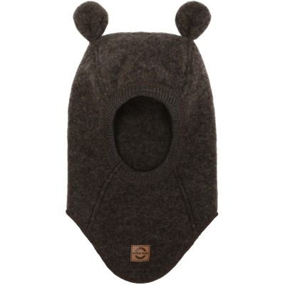 Mikk-Line wool fullface w/ears - Dark Brown Melange