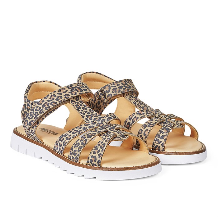 Angulus sandal med T-rem og velcro - Leopard