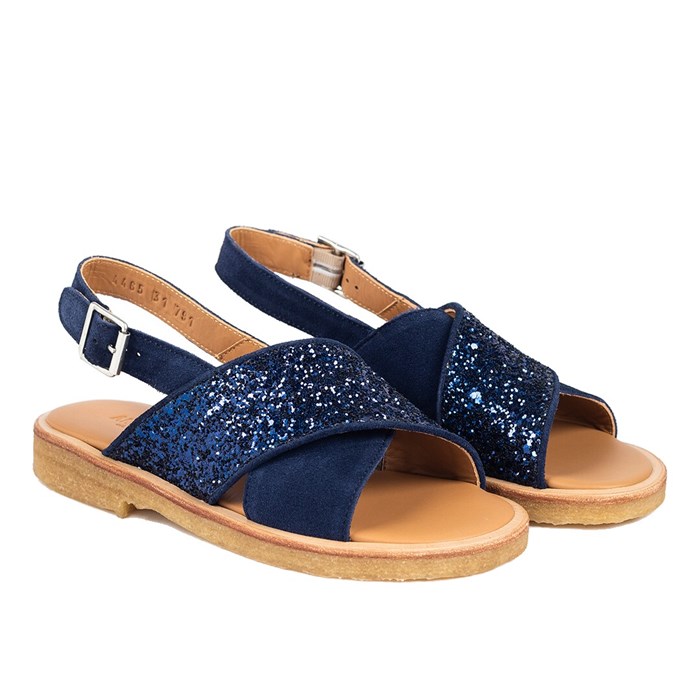 Angulus sandal med åben tå og spændelukning - Midnight/Midnight Glitter