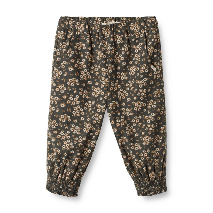 Wheat trousers Sara - Black coal flowers