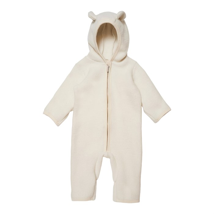 Huttelihut Allie baby suit w/ears wool fleece - Off-white