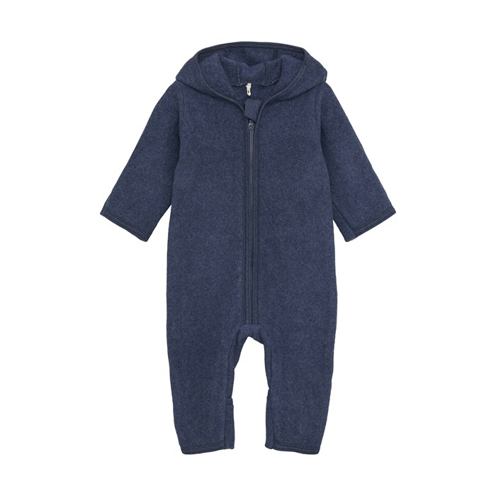 Huttelihut Pram suit w/ears - Cotton fleece - Navy Melange