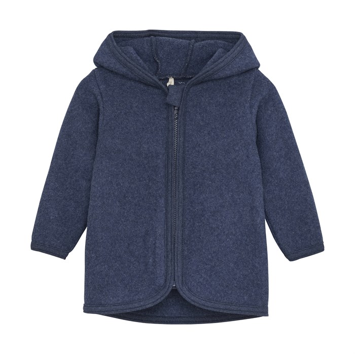 Huttelihut jacket w/ears - Cotton fleece - Navy melange