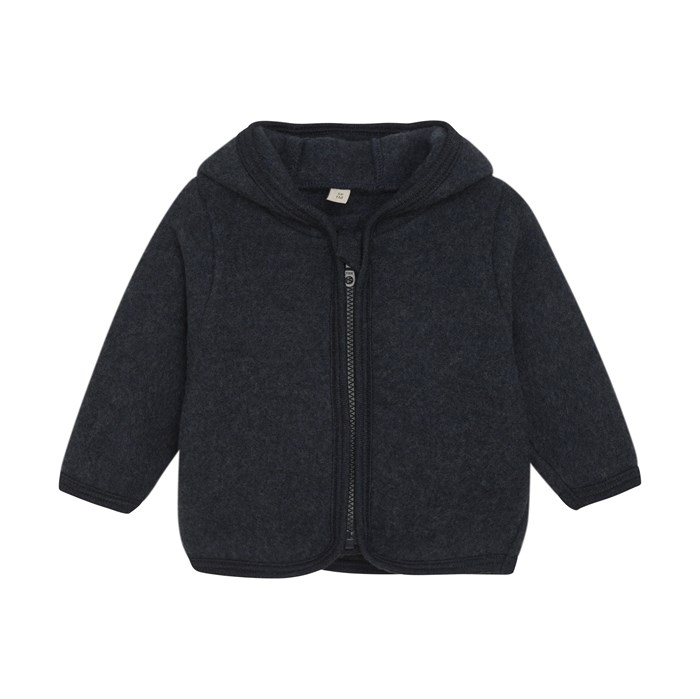 Huttelihut jacket w/ears - wool fleece - Navy